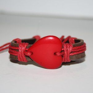 Nwt brown and red heart bracelet adjustable